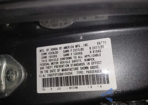 2011 Honda Accord 2.4 Lx z USA, uszkodzony, nr VIN 1HGCP2F35BA134264